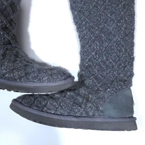 UGG Lattice Cardy Tall Sweater Boot Knit Boot Women's US Size 8 Gray - Picture 3 of 12